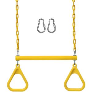 Jungle Gym Kingdom Swing Sets for Backyard, Monkey Bars & Swingset Accessories - Set Includes 18" Trapeze Swing Bar & 48" Heavy Duty Chain with Locking Carabiners - Outdoor Play Equipment (Yellow)