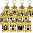12pcs Gold Ramadan Lantern Lights, Ramadan Decorations, Mini EID Mubarak Candle LanternsRamadan Decorations for Home, Table, wall