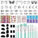 67-Piece Deluxe Face Painting brushes and Stencils Kit - Safe Non-Toxic Tools with Brushes, Sponges, Reusable Stencils, Stickers, Book & More, Perfect for Carnival, Halloween & Parties