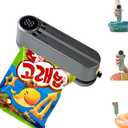 3 in 1 Cordless Mini Vacuum Sealer Rechargeable Bag Sealer for Food Storage with 4 Snack Bags,Heat Sealer for Chips Bags,Handheld Vacuum Sealer for Food Preservation,Inflation Pump for Balls(Grey)