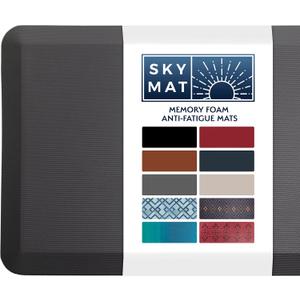 Sky Solutions Anti Fatigue Floor Mat - 3/4" Thick Cushioned Kitchen Rug, Standing Desk Mat - Comfort at Home, Office, Garage - Non Slip, Durable and Stain Resistant (20" x 32", Gray) (20"L x 32"W x 0.8"Th)