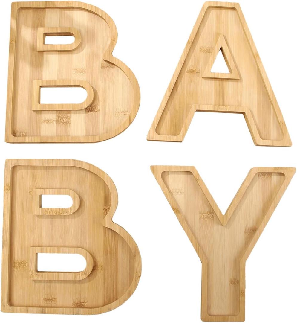 DADEA 3/4 Pcs Charcuterie Letters Fillable, Wood Number Charcuterie Board Box, Stylish Fillable Letters for Food, Charcuterie Numbers, Charcuterie Boards, Charcuterie Tray (BABY)