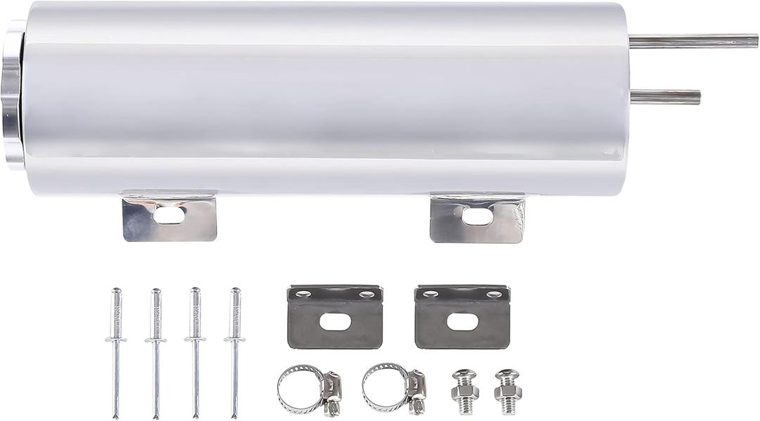 3 x 10 Inches Universal Radiator Coolant Overflow Puke Tank Bottle Catch Can Polished Stainless Steel with Twist Cap 28 Ounces