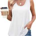 OFEEFAN Womens Tank Tops Loose Fit Scoop Neck Casual Summer Tops Curvy Hem (Yellow, L)