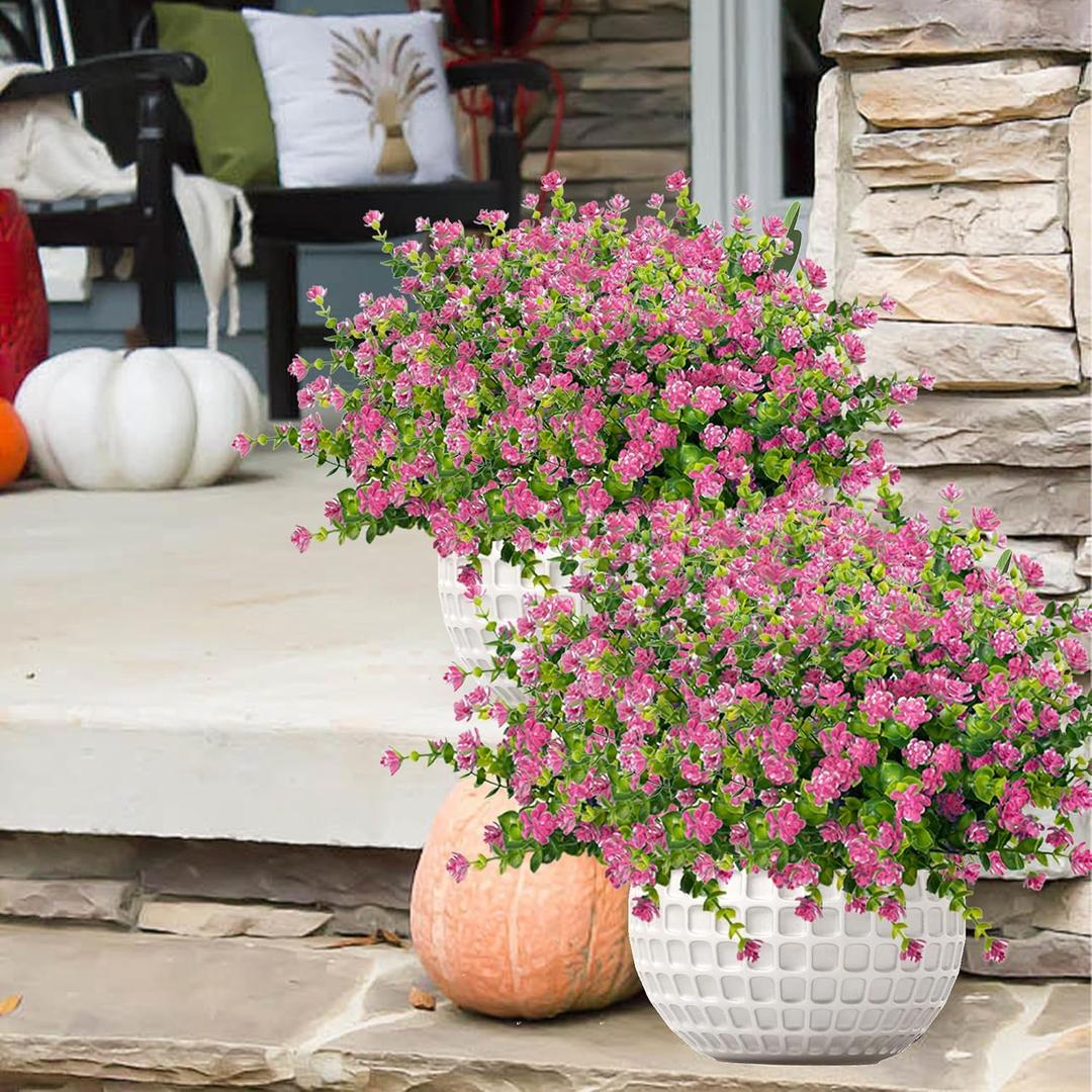 NETAP Outdoor Artificial Flowers UV Resistant, 20 Bundles Fake Realistic Floral Greenery Plants for Outside Porch, Window Boxes, Garden, Yard, Inside Home Table Decor, Pink
