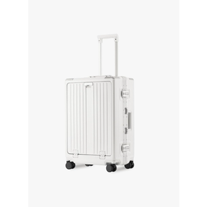 Carry On Luggage 22x14x9 Airline Approved Aluminum Frame, 20 Inch Hard Shell Carry On Luggage, Suitcase Carry-on Zipperless Luggage, TSA Approved (White)