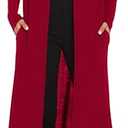 Bluetime Women Maxi Floor Length Lightweight Cardigan Coat Open Long Sleeve Duster (XXXL, Red)
