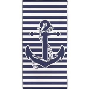 YISUMEI Nautical Anchor Beach Towel, Navy Blue Horizontal Stripes, 36"x72" Microfiber Quick Dry and Sand Free Towel for Travel Swim Pool Yoga Camping