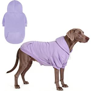 KOOLTAIL Basic Dog Hoodie - Soft & Warm Dog Hoodie Sweater with Leash Hole and Pocket, Pet Winter Coat, Cold Weather Clothes Sweatshirt for Small Medium Large Dogs Puppy Cat Boys Girls Lavender L (Large (Pack of 1))