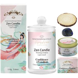 APSARAS Confidence+Freedom Scented Candles, Clary Sage and Patchouli Aromatherapy Spring Candle Sets for Women Gift for Bathroom, Jar Non Toxic Soy Candles for Home Scented, 36 Hours Burn Time