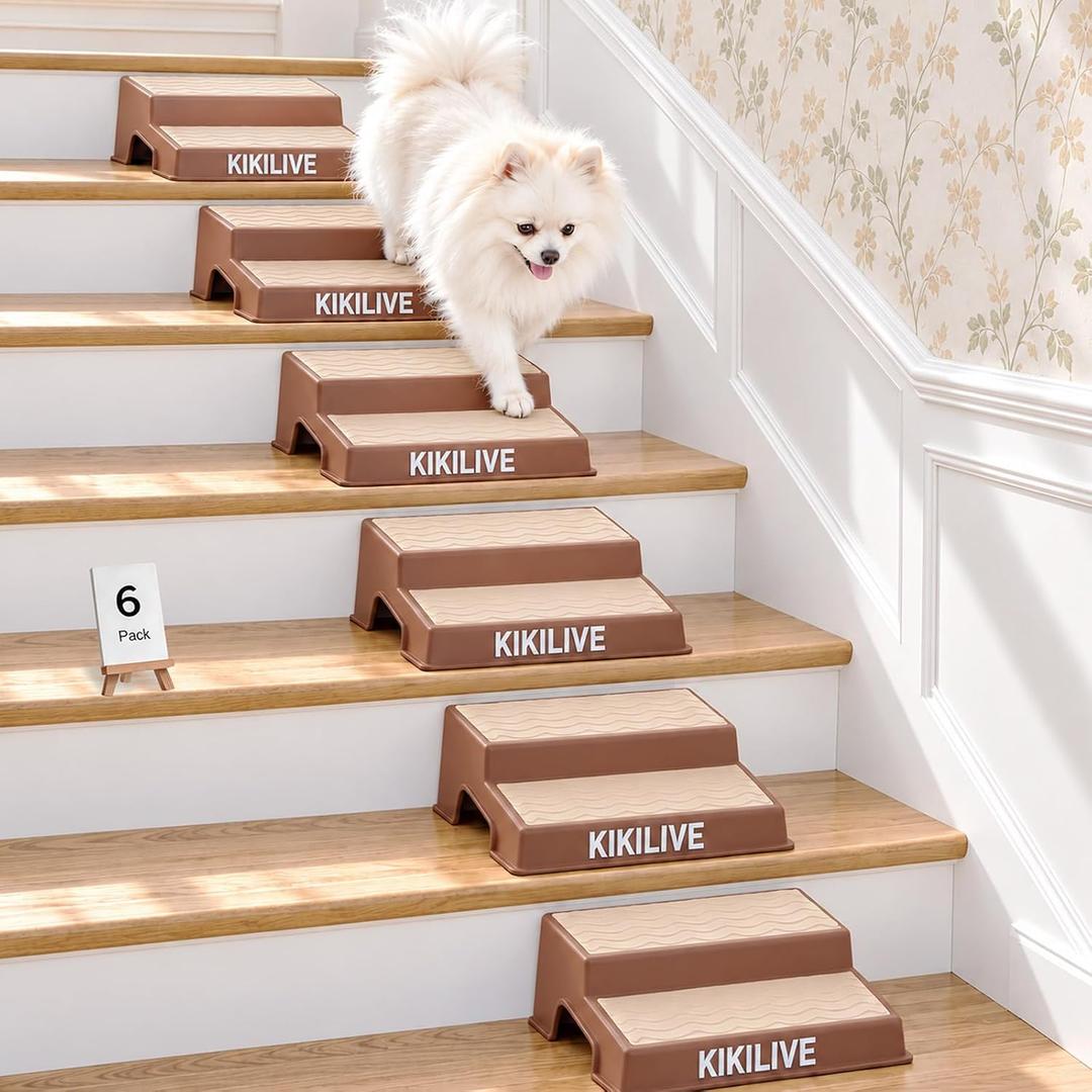 Non-Slip Dog Ramp for Stairs, 2-Step Design for Small Dogs, 5.5 in (6-Pack)
