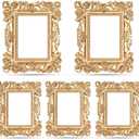Geelin 5 Pcs Mini Gold Frames Set Vintage Resin Picture Frames Small Baroque Antique Gold Photo Display For Christmas DIY Photography Holiday Decoration, Without Glass or Backing(Classic Rectangle)