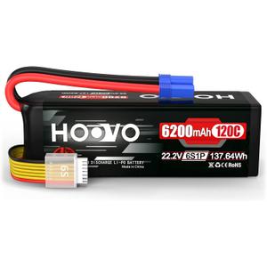HOOVO 6S LiPo Battery 22.2V 6200mAh 120C with EC5 Plug Softcase RC Battery for RC Car Truck Boat RC Airplane Helicopter RC Vehicle