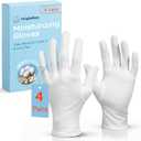 Cotton Gloves for Dry Hands Sleeping  4 Pairs 100% Cotton Moisturizing Gloves Overnight, Breathable Reusable Spa Care White Gloves Costume for Hand Repair (One size)