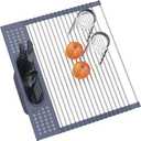 LEMIKKLE Roll Up Dish Drying Rack 17 x 15 Over The Sink Dish Drying Rack, Multi-Purpose Kitchen Rolling Dish Drainer Foldable SUS 304 Stainless Steel Dish Drying Rack