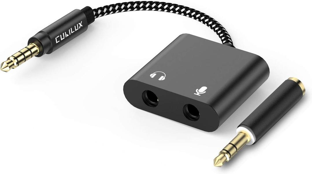 Cubilux 3.5mm Headphone Microphone Combiner, 3.5mm TRRS Male to TRS Female AUX MIC Splitter Compatible with Xbox One/360 PS4 PS5 MacBook Laptop PC Phone Computer Rode VideoMicro (Black)