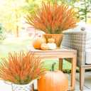 36 Pcs Artificial Fall Flowers Outdoor, UV Resistant Fake Lavender Flowers Faux Plastic Fall Plants Shrubs Bushes for Indoor Outside Planters Porch Window Box Patio Home DecorOrange