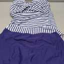 Womens Tankini Bathing Suits with Skirt Two Piece Tummy Control Swimsuits Ladies Swimwear (Small, Blue Stripe)