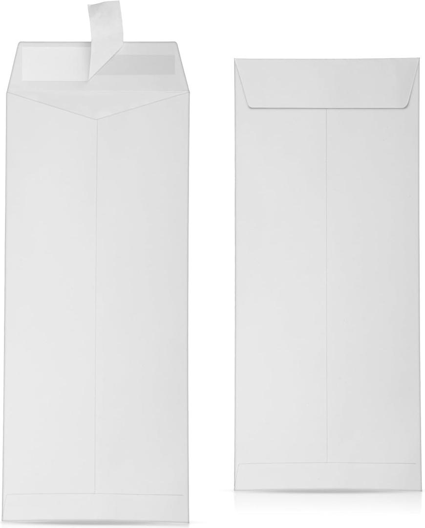 Eaasty 100 Pack #10 Policy Business Mailing Envelopes, 80lb, 4 1/8 x 9 1/2 Inch Manila Envelopes Adhesive Seal Letter Size Heavy Weight Thick Paper Security All Purpose Office Home Mail Legal(White)