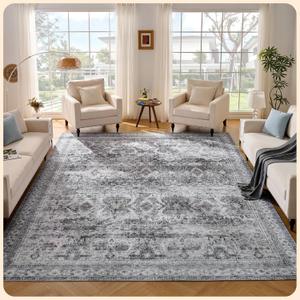 Istana Living Room Rug 10x14 - Grey 10 x 14 Area Rug - Foldable Machine Washable Area Rugs 10x14 - Stylish 10x14 Area Rugs Boho - Stain Resistant Washable Rug 10x14