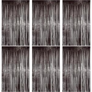 6 Pack Black Fringe Backdrop, Black Streamers Party Backdrop, Party Decorations Supplies for Birthday, Holidays, Parties & More (39"W x 78"L (Pack of 6))