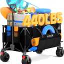 300L Large Wagons Carts Foldable, Heavy-Duty Collapsible Wagon Cart with All-Terrain Wheels, 440 lbs Capacity, Compact Folding Wagon for Camping, Beach, Sports, and Outdoor Hauling