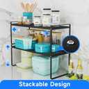 Expandable Kitchen Shelf Organizers, Kitchen Cabinet Organizer Stand Rack Organization for Countertop Cupborad Pantry Spice Rack, Black 1 Pack