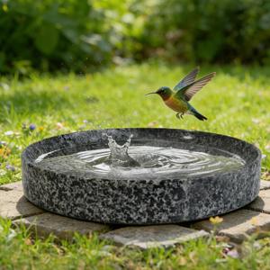 Stone Bird Bath, 10 inch Heavy Bird Bath Bowl Only for Outdoor,Tabletop, Ground Patio Garden Decor, Weather-Resistant Easy to Clean