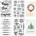 Outus 4 Pcs Merry Christmas Words Clear Stamps Blessing Sentiment Words Silicone Stamps for Card Making Christmas Crafting Pattern Christian DIY Scrapbooking Photo Album Decoration(Classic)