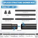 ZYRW Black Shower Curtain Rod 36-98 Inches (3-8.2ft) Non Rust Adjustable Shower Rod Spring Tension Non Slip No Drilling Stainless Steel Shower Rods for Bathroom Window