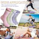 SeeyAN Womens Crew Socks Athletic Casual Cotton Long Socks Stripe Sport High Socks 5 Pairs, 6-9