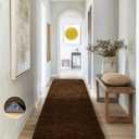 Ophanie Runner Rug for Hallway, 2x6 Washable Non-Slip Fluffy Soft Bedside Rugs, Bedroom Living Room Shaggy Carpet for Kids Girls Boys Dorm Nursery Home Decor Aesthetic, Brown