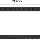 Metal Wall Mount Power Strip, Mountable Power Outlet with 12 AC Outlets, Aluminum Alloy Mount Power Socket with Switch, 6 FT SJT 3/C 14AWG Power Cord, 15A 125V 1875W (12AC) Black