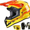 GLX GX623 Youth ATV/Dirt Bike Helmet Combo - Retro Yellow, Small - DOT