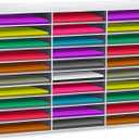 Fuutreo 30 Slots Construction Paper Storage, Classroom Mailboxes, Back to School Literature Sorters, Sturdy Cardboard Paper Organizer for Teacher, Student, Office, 30.7 x 20.67 x 12.4 Inches(White)