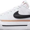 Nike Women's Court Legacy Lift Shoes (10.5, White/Black/Hemp/Team Orange)