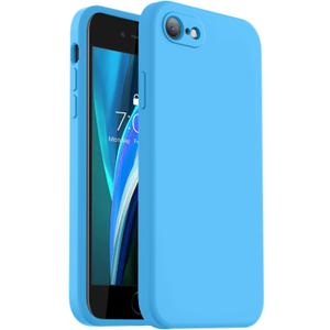 Vooii for iPhone SE Case 2022/3rd/2020,iPhone 8/7 Case, Upgraded Liquid Silicone with [Flat Edges] [Camera Protection] [Soft Anti-Scratch Microfiber Lining] Phone Case for iPhone SE - Blue