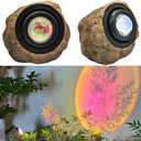 GOODFOEVER Solar Rock Lights(2pcs) Sunset Projection Lights Atmosphere Night Light Solar Powered Garden Lights Outdoor Decorative Waterproof LED Spotlight for Pathway, Walkway, Yard, Patio