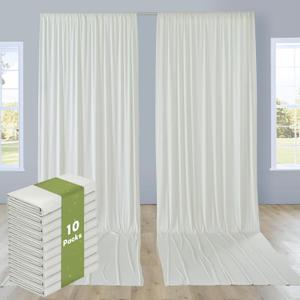 10 Panels 5x12ft Ivory Backdrop Curtains for Parties, Wrinkle Free Polyester Ivory Photo Backdrop Drapes 12 ft Long Back Drop Cloth for Wedding Birthday Photography Background Party
