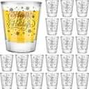 Tioncy 24 Pcs Christmas Shot Glasses 2 oz Clear Shot Glass Happy Holiday Print Cocktail Glasses Funny Cool Mini Whiskey Shot Glass Cups for Christmas Table Decoration Present Drinking Supply(Cool)
