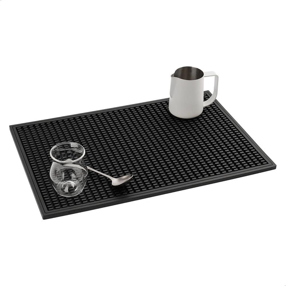 watchget Silicone Coffee Bar Mat - 18 x 12 Inch Non-Slip, Heat-Resistant and Food Safe Spill Mat for Countertop, Bars, and Restaurants, Durable Cup Drying Mat (11.8" x 17.7")