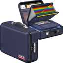 COLCASE Fireproof File Box, Hard Case Fireproof Document Organizer with Lock Hard-Shell Design Fireproof Water Resistant Safe Box for Important Documents Certificates Laptop Passports Blue, 15" x 11" x 5"