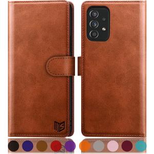 SUANPOT for Samsung Galaxy A53 5G Leather Wallet case with RFID Credit Card Holder Flip Folio Book Phone case Shockproof Cover for Women Men for Samsung A53 case Wallet Light Brown