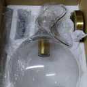 Emak Modern Brushed Gold Pendant Light, 8 Inch Pendant Lights Kitchen Island with Clear Glass Shade, Modern Hanging Light Fixture for Kitchen, Bathroom, Bedroom, Dining Room, PL125-BGD