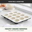 GreenPan Bakewell 12-Cup Muffin Pan, Healthy Ceramic Nonstick Bakeware, PFAS-Free Cupcake Mold, Durable Baking Tray, Versatile Kitchen Essentials, Easy Clean Ovenware, Black