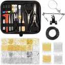 Jewelry Making Supplies for Adults, Permanent Jewelry Starter Kit with Tools,4 Necklaces,Jewelrys Pliers,Jewelrys Wires,Findings,Magnifier & Storage Bag,Perfect for Men's and Women's Jewelrys Projects