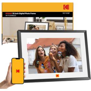 KODAK 10.1 Inch WiFi Digital Picture Frame,1280x800 HD IPS Touch Screen, Electronic Smart Photo Frame with 32 GB Memory, Auto-Rotate, Instantly Share Photos/Videos Anywhere (Black-white Frame)