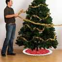 ULTECHNOVO 35. 4 Inch Large Christmas Tree Skirt Xmas Soft Cover Mat Decor Snowflake Collar Farmhouse Tree Skirt for Holiday Ornaments Party Home Indoor Decorations (Red)