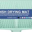 Silicone Dish Drying Mat for Kitchen Counter or Sink , Heat-resistant Dish Dryer Mat with Built-in Drain Lip , Non-Slip Drain Pad Protects Surfaces Prevents Water Build UP (Mint green, 13x15.8 Inch)