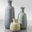 Ceramic Vase Set of 3, Rustic Neutral Vases Home Decor Farmhouse Decorative Flower Vase Modern Boho Pampass Vases for Table Mantel Entryway Shelf Living Room Kitchen Bathroom - Multicolor